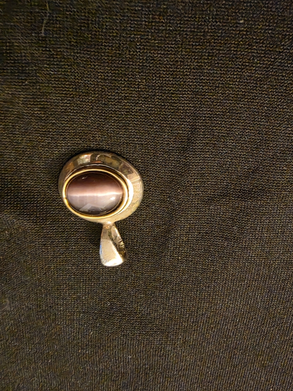 Gold Tone Pendant with Oval Purple Cabochon And Silver Multiple Ovals Pendant